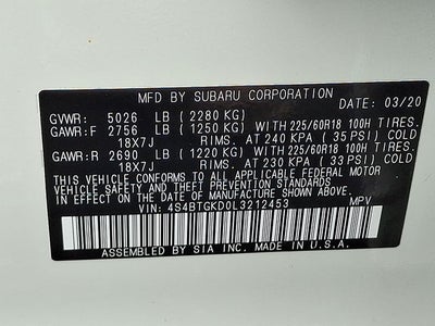 2020 Subaru Outback Onyx Edition XT